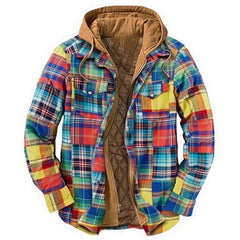 Padded Plaid Printed Hooded Jacket