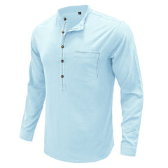Men's Stand Collar Cotton Linen Shirt