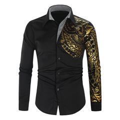 Men's Totem Bronzing Printed Long-sleeved Shirt