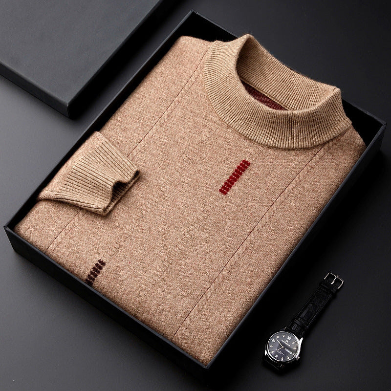 Men's Wool Half Turtleneck Stretch Thermal Sweater