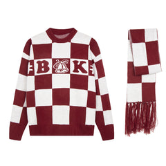 Men's Checkered Alphabet Crew Neck Sweater