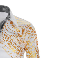 Men's Totem Bronzing Printed Long-sleeved Shirt