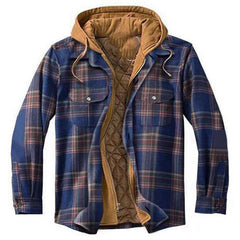 Padded Plaid Printed Hooded Jacket