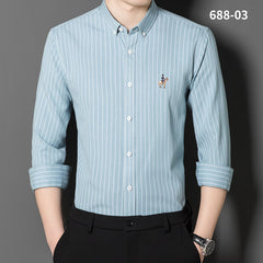 2023 Men's Striped Embroidered Shirt
