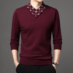 Men's V Neck Warm Knitted Sweater