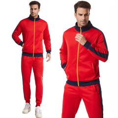 Men's Color Matching Stand Collar Casual Suit