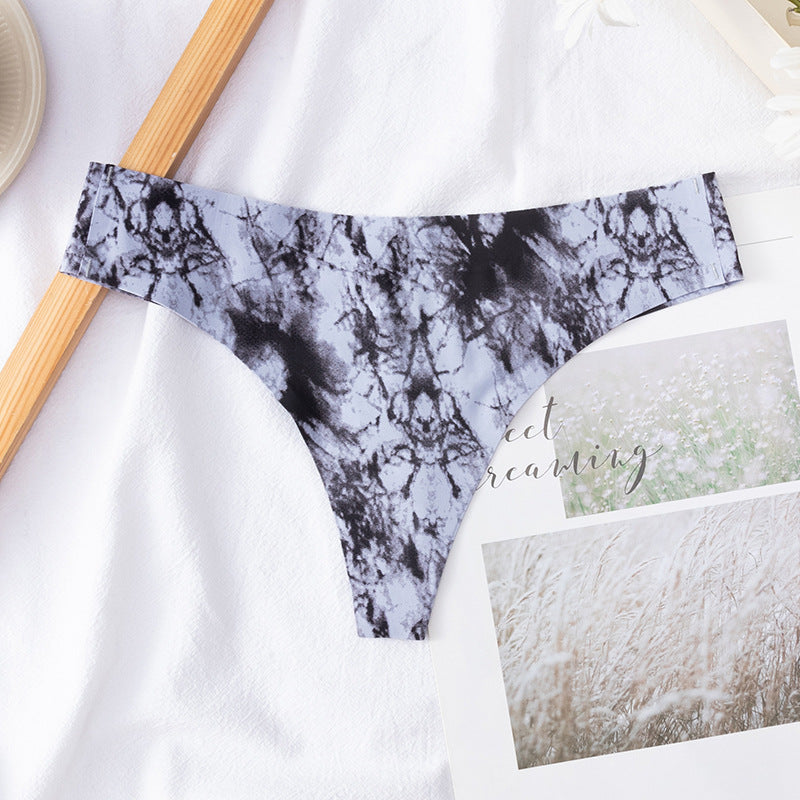 Ice Silk Print Low Waist Sexy Thong