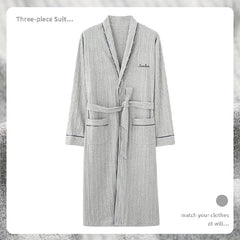 New Cotton Plaid Loose Plus Size Bathrobe