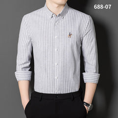 2023 Men's Striped Embroidered Shirt