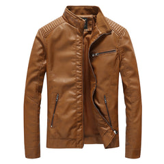 Men's Stand Collar Leather Jacket