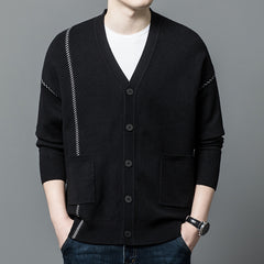 Men's V Neck Knitted Cardigan