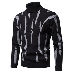 Men's Turtleneck Plaid Jacquard Knitted Sweater
