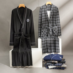 New Cotton Plaid Loose Plus Size Bathrobe