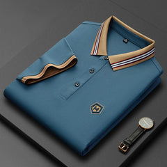 Men's Embroidered Lapel Cotton Polo Shirt