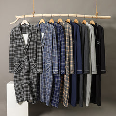 New Cotton Plaid Loose Plus Size Bathrobe