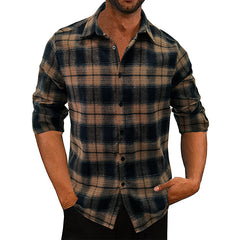 Men's Loose Flannel Long Sleeve Plaid Shirt