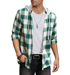 Men's Flannel Plaid Hooded Shirts