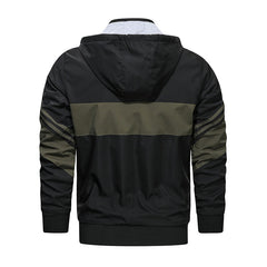 Casual Color Block Panel Hooded Track Jacket