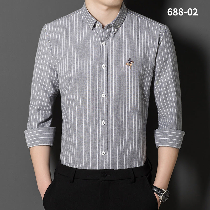 2023 Men's Striped Embroidered Shirt