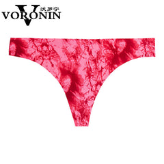 Ice Silk Print Low Waist Sexy Thong