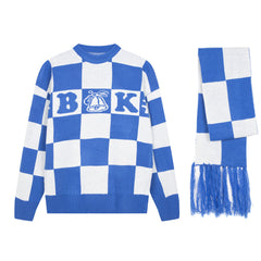 Men's Checkered Alphabet Crew Neck Sweater
