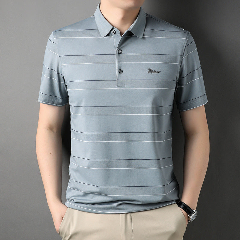 Striped Short Sleeve Lapel Casual POLO Shirt
