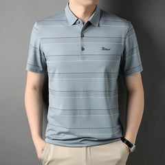 Striped Short Sleeve Lapel Casual POLO Shirt