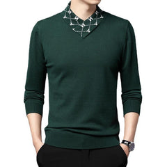 Men's V Neck Warm Knitted Sweater