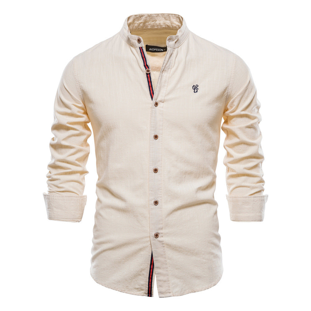 Men's Cotton Linen Casual Business Long Sleeve Shirt