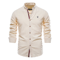 Men's Cotton Linen Casual Business Long Sleeve Shirt