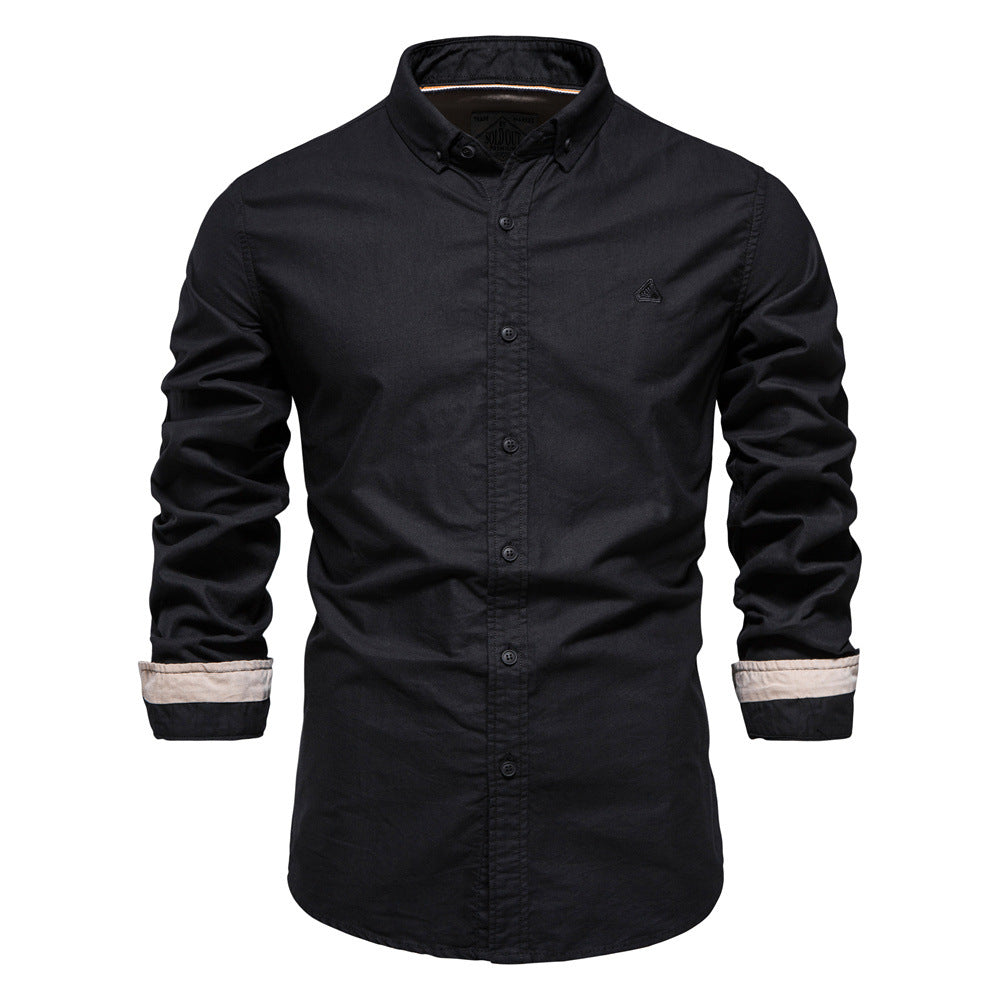 2023 New Men's Pure Cotton Embroidery Long-sleeved Shirt