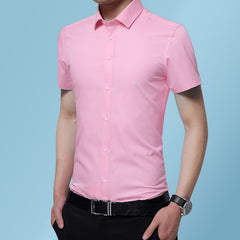 New Men's Non-Iron Slim Casual Solid Color Shirt