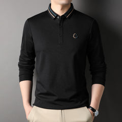 2023 New Casual Long-sleeved Lapel Polo Shirt
