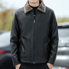 Men's Fleece Leather Jacket