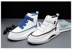 Men's High Top Comfortable Velcro White Shoes