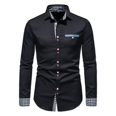 Men's Slim Colorblock Plaid Casual Shirt