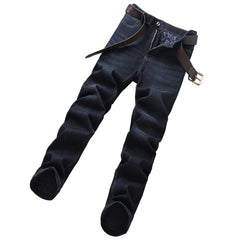 Straight-leg loose-fit stretch denim jeans
