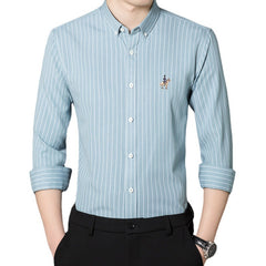 2023 Men's Striped Embroidered Shirt