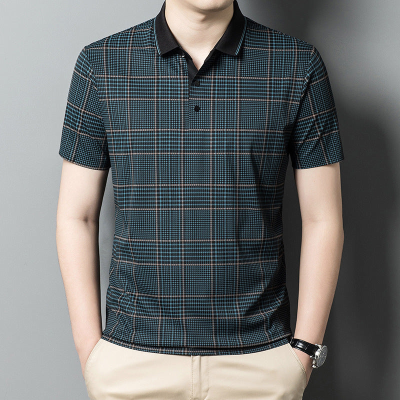 Men's Plaid Casual Loose Polo Shirt