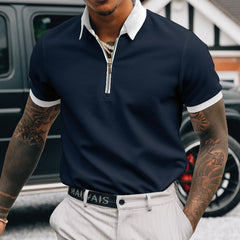 New Solid Color Zipper POLO Shirt