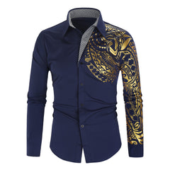 Men's Totem Bronzing Printed Long-sleeved Shirt