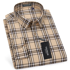 Men's Lapel Plaid Long Sleeve Business Shirt