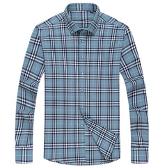 Men's Lapel Plaid Long Sleeve Business Shirt