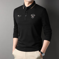 Men's Cotton Loose Solid Color Embroidered POLO Shirt