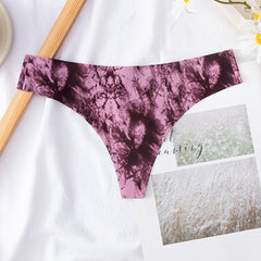 Ice Silk Print Low Waist Sexy Thong