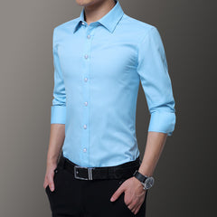 New Men's Non-Iron Slim Casual Solid Color Shirt