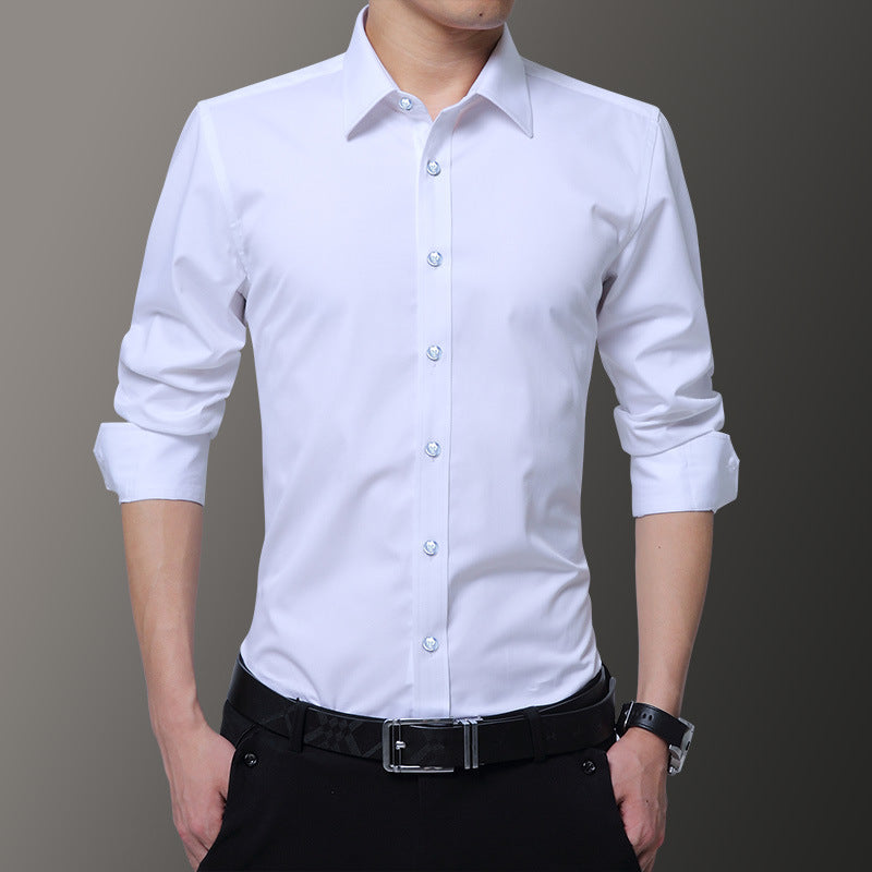 New Men's Non-Iron Slim Casual Solid Color Shirt
