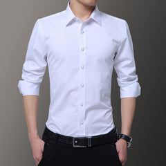 New Men's Non-Iron Slim Casual Solid Color Shirt