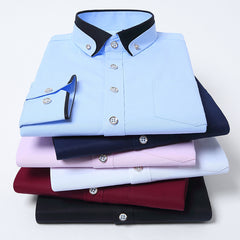 Men's Contrasting Collar Stretch Comfortable Non-Iron Shirt