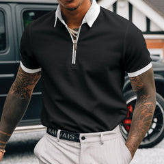 New Solid Color Zipper POLO Shirt